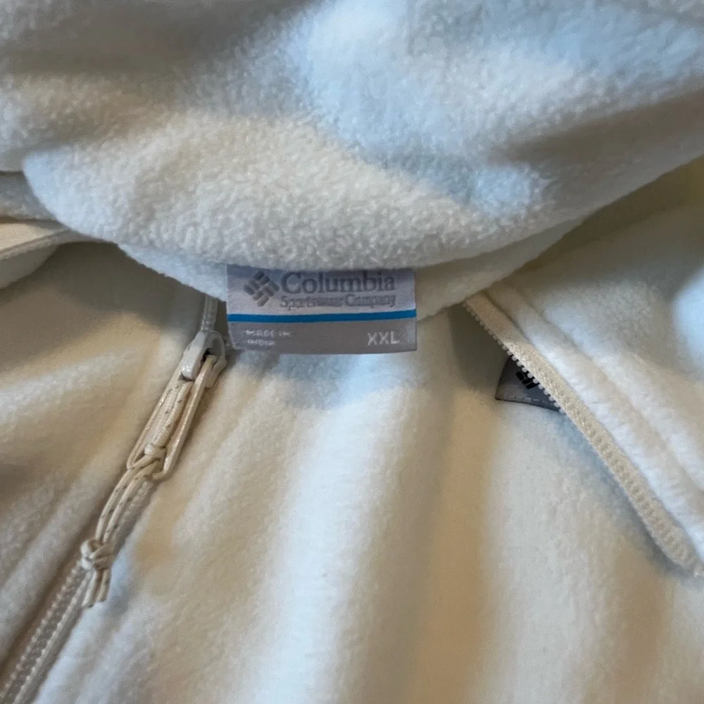 Columbia Full Zip Fleece Jacket, Cream/Gray, Size XXL - Picture 7 of 8